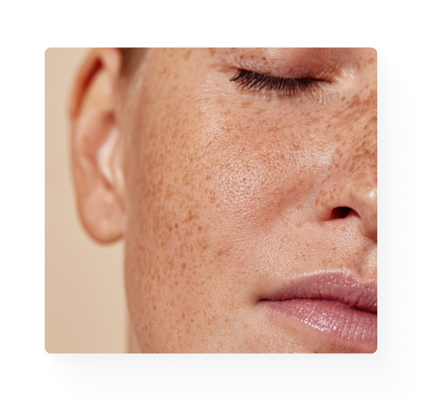 Close up image of a woman's glowy skin.